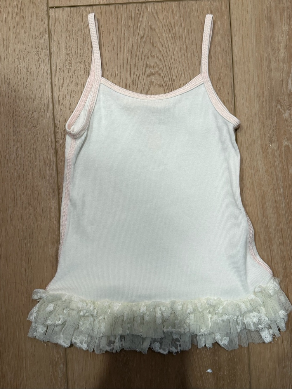 Matilda Jane White Tank with Pink Trim and Lace Ruffle shirt extender